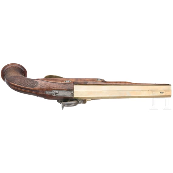 Ein Paar Offizierspistolen mit Messingl&auml;ufen, Frankreich, um 1810
