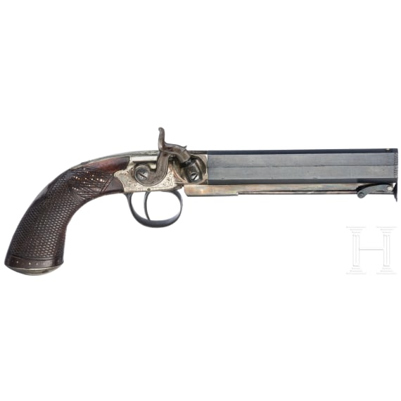 Perkussionsreisepistole, J. Lang in London, um 1840