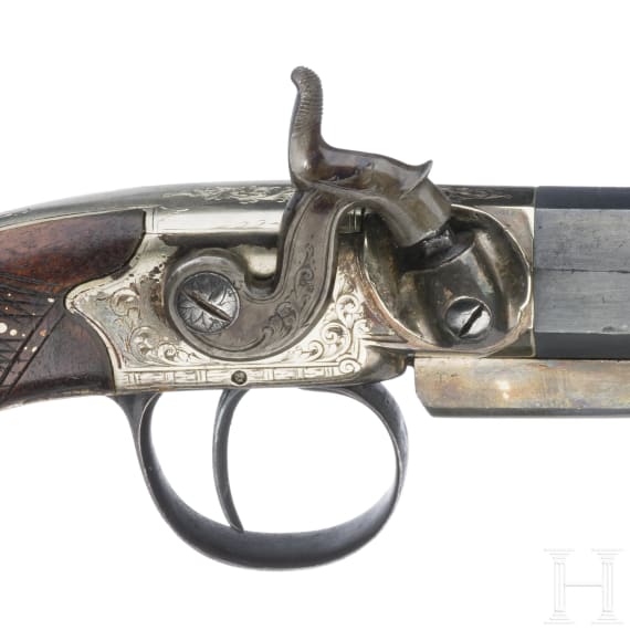 Perkussionsreisepistole, J. Lang in London, um 1840