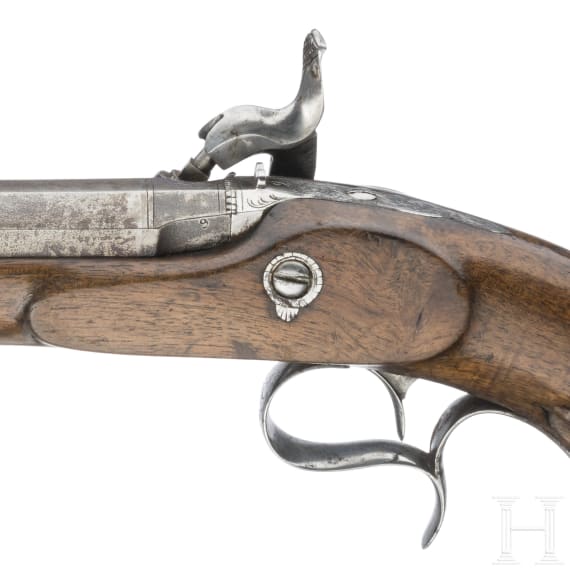 Ein Paar Perkussionspistolen im Kasten, wohl Belgien, um 1850