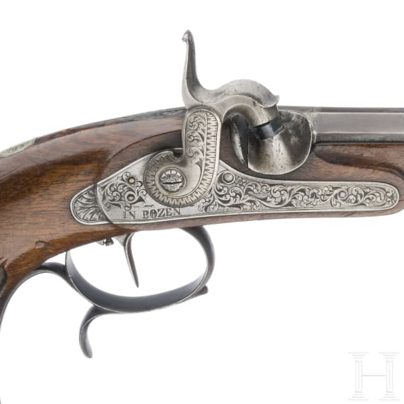 Ein Paar Perkussionspistolen im Kasten, Johann Hafner in Bozen, um 1850