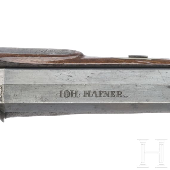 Ein Paar Perkussionspistolen im Kasten, Johann Hafner in Bozen, um 1850