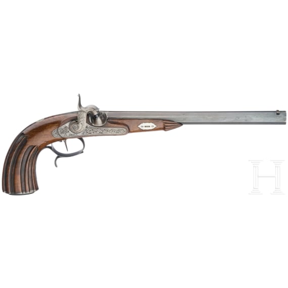 Ein Paar Perkussionspistolen im Kasten, Johann Hafner in Bozen, um 1850