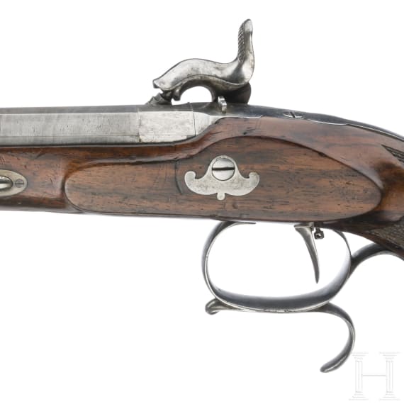 Ein Paar Perkussionspistolen im Kasten, Romain Schaller in Fribourg, um 1850