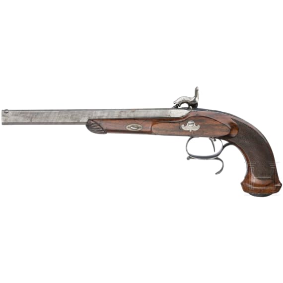 Ein Paar Perkussionspistolen im Kasten, Romain Schaller in Fribourg, um 1850