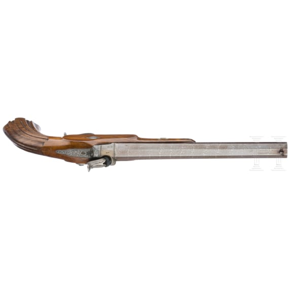 Perkussionspistole im Kasten, L&uuml;ttich, um 1850