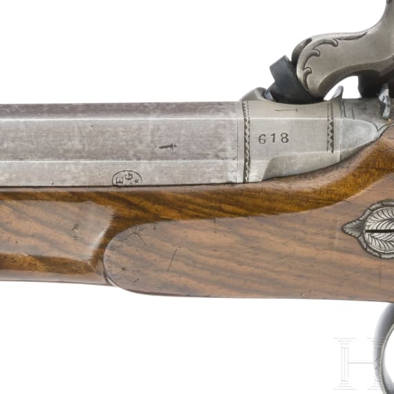 Perkussionspistole im Kasten, L&uuml;ttich, um 1850