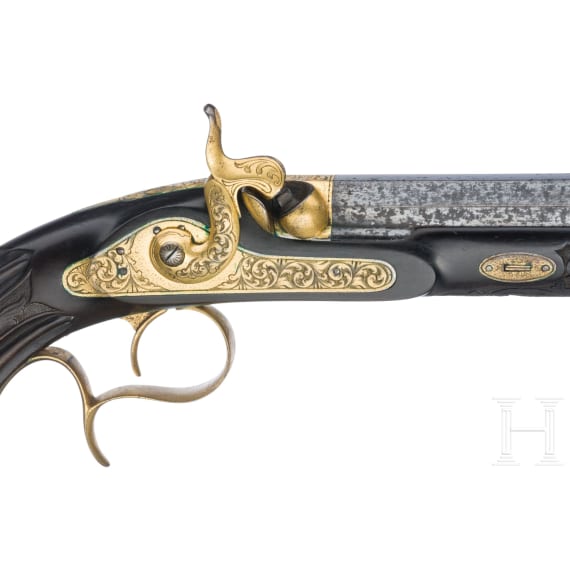 Luxus-Perkussionspistolen mit zugeh&ouml;rigem Kasten, F. P. Geerinckx Nachfolge, Paris, um 1850/60