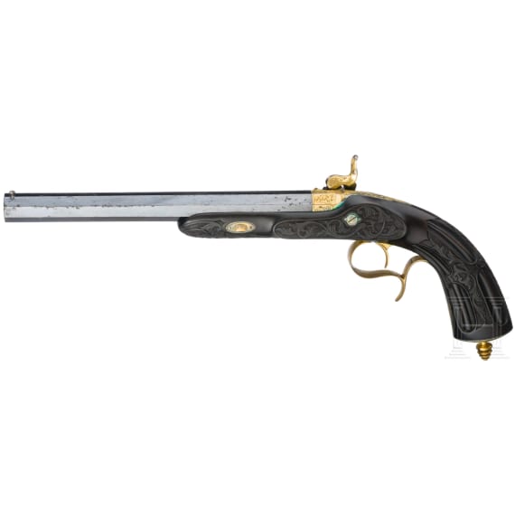 Luxus-Perkussionspistolen mit zugeh&ouml;rigem Kasten, F. P. Geerinckx Nachfolge, Paris, um 1850/60