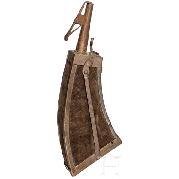 Musketier-Pulverflasche mit Samtbezug, deutsch, um 1600