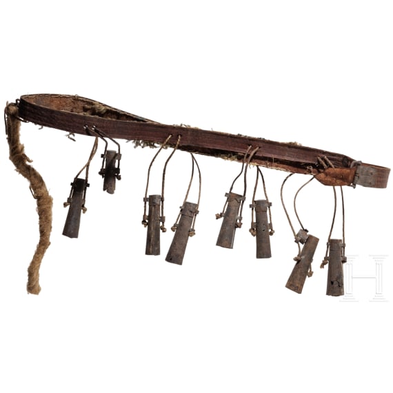 Bandelier f&uuml;r Musketiere mit acht H&auml;ngseln, deutsch, um 1620
