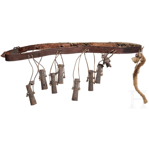 Bandelier f&uuml;r Musketiere mit acht H&auml;ngseln, deutsch, um 1620
