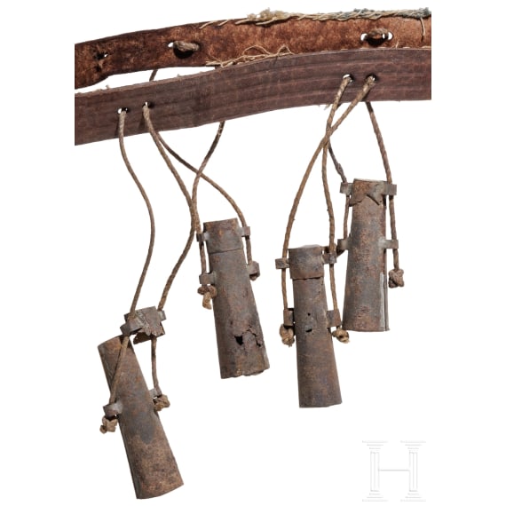 Bandelier f&uuml;r Musketiere mit acht H&auml;ngseln, deutsch, um 1620
