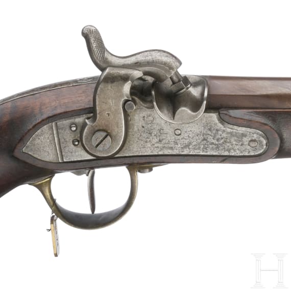 Ein Paar gezogene Kolbenpistolen M 1818/43 mit Anschlagschaft
