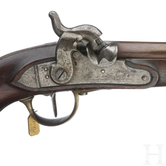 Ein Paar gezogene Kolbenpistolen M 1818/43 mit Anschlagschaft