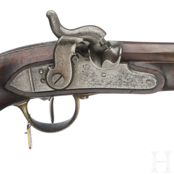 Ein Paar gezogene Kolbenpistolen M 1818/43 mit Anschlagschaft