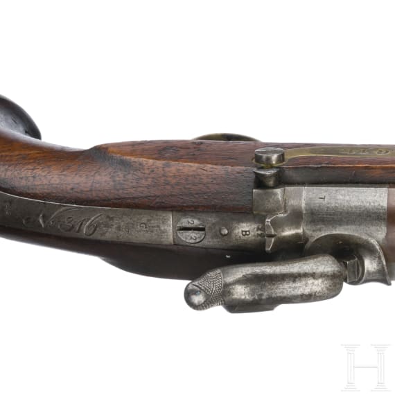 Ein Paar gezogene Kolbenpistolen M 1818/43 mit Anschlagschaft