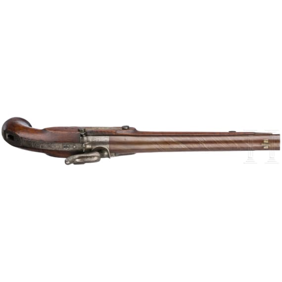 Ein Paar gezogene Kolbenpistolen M 1818/43 mit Anschlagschaft