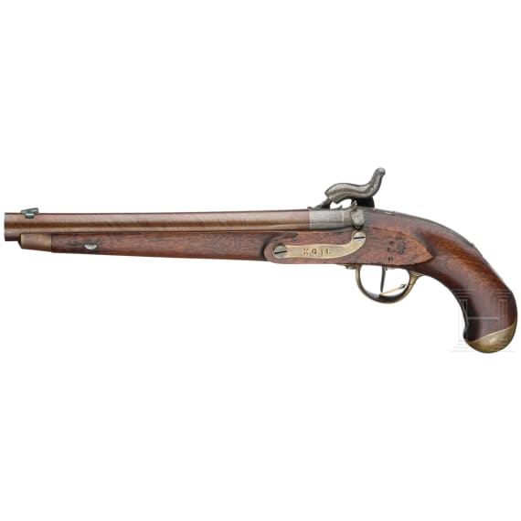 Ein Paar gezogene Kolbenpistolen M 1818/43 mit Anschlagschaft