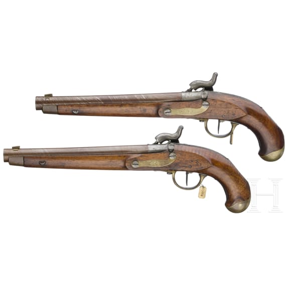 Ein Paar gezogene Kolbenpistolen M 1818/43 mit Anschlagschaft und Zubeh&ouml;r