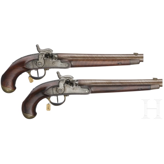 Ein Paar gezogene Kolbenpistolen M 1818/43 mit Anschlagschaft und Zubeh&ouml;r