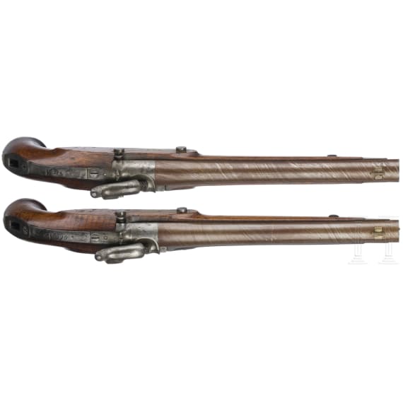 Ein Paar gezogene Kolbenpistolen M 1818/43 mit Anschlagschaft und Zubeh&ouml;r
