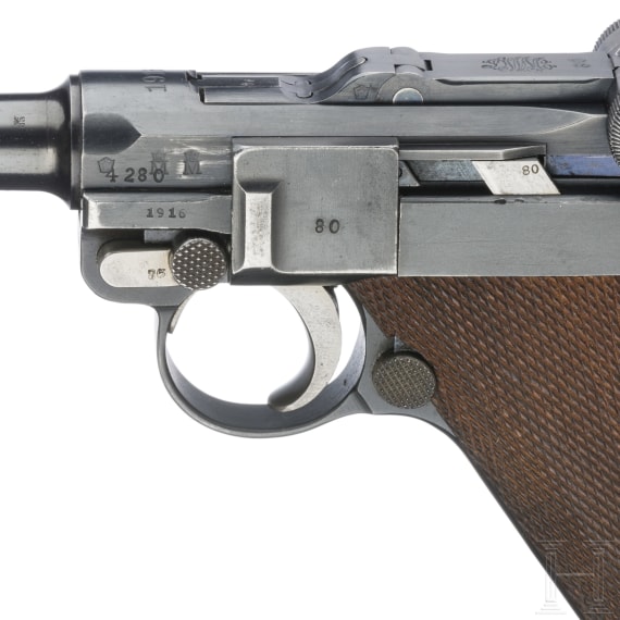 Pistole 08, DWM 1916, mit Marine-Gabelst&uuml;ck