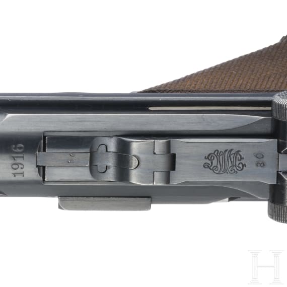 Pistole 08, DWM 1916, mit Marine-Gabelst&uuml;ck