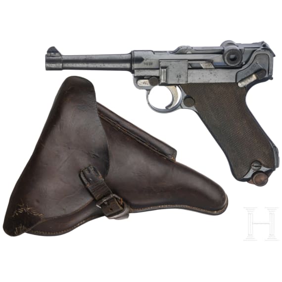 Pistole 08 DWM, 1917, mit Holster