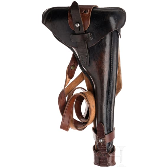 Lange Pistole 08, DWM 1918, mit Brett und Tasche