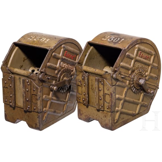Zwei Gurttrommeln zum MG 08/15 im Transportkasten