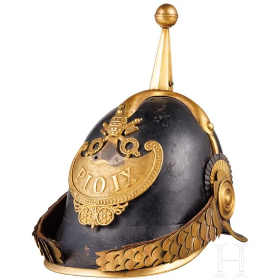 A helmet for members of the "Guardia Civica Pontificia" from the pontificate Pius IX (1846-78)