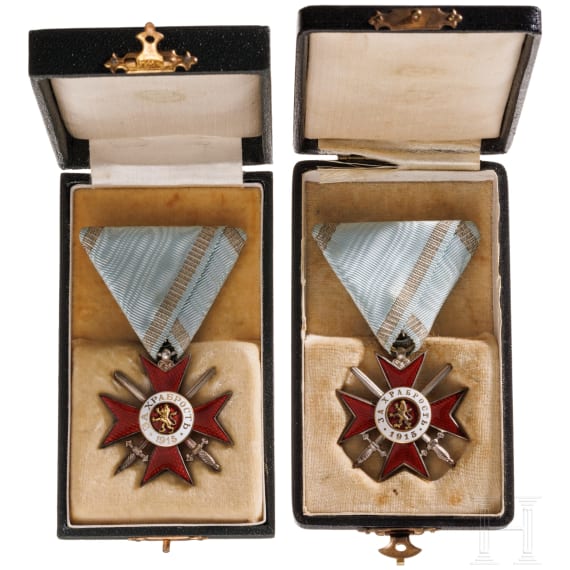 Two Military Orders "For Bravery", Cross 4th Class, grade two, 3rd pattern (1915 - 1918), in award case