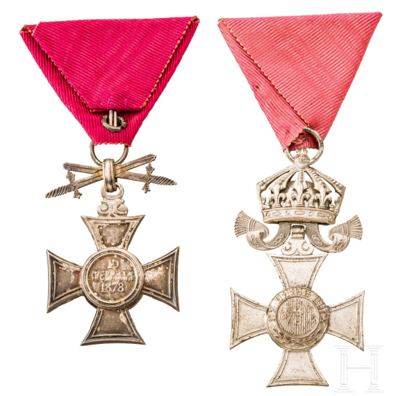 Two Orders of St. Alexander 6th class with crown and swords resp. on ring