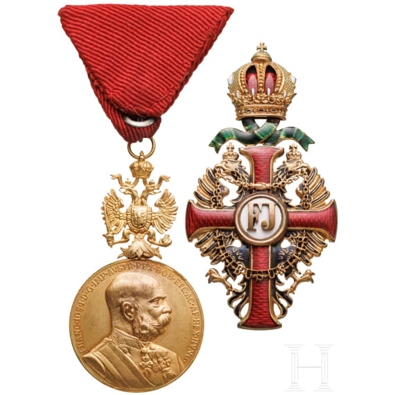 Offizierskreuz des Franz-Joseph-Ordens mit Kriegsdekoration und Medaille Signum Memoriae