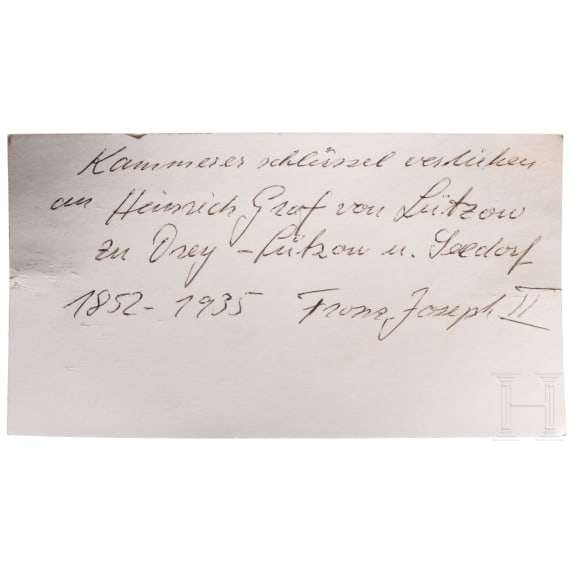Kammerherrenschl&uuml;ssel aus der Regierungszeit Kaiser Franz Josephs I.