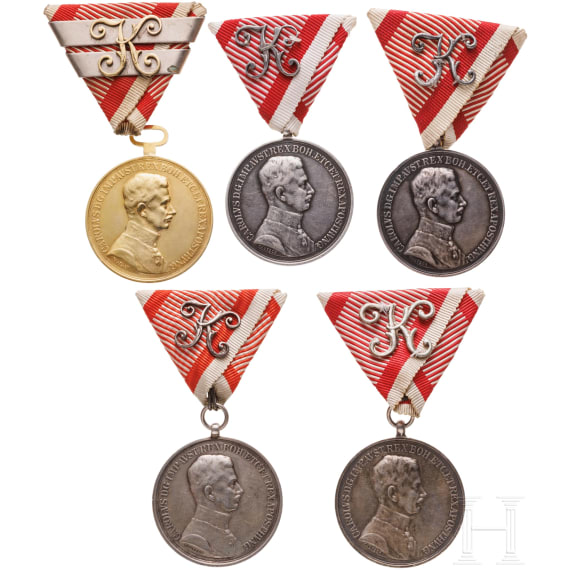 F&uuml;nf gro&szlig;e Tapferkeitsmedaillen, 1916 - 1918