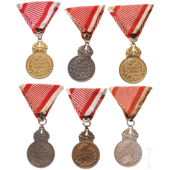 Sechs Medaillen "Signum Laudis", 1916 - 1918