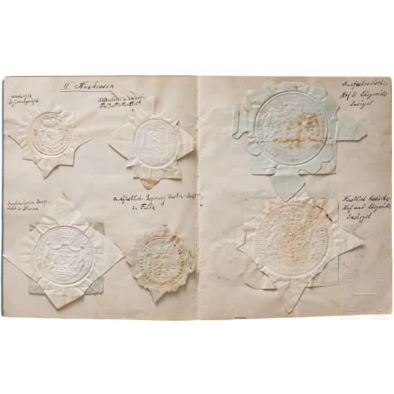 Three badges and a small collection of seals, 19th century