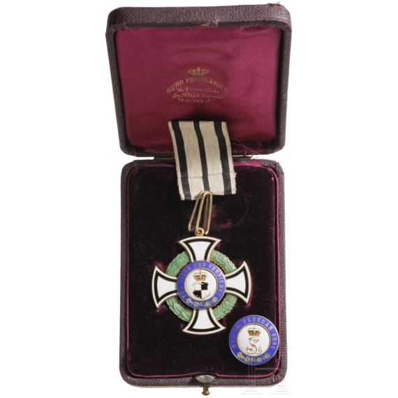 From Bavarian aristocratic property - A cased Cross of Honor of the Princely House Order of Hohenzollern -