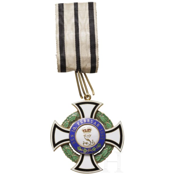 From Bavarian aristocratic property - A cased Cross of Honor of the Princely House Order of Hohenzollern -