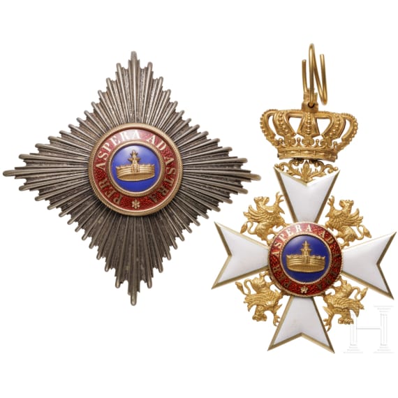 House Order of the Wendish Crown &ndash; a cased Commander's Cross with Star, Mecklenburg-Schwerin