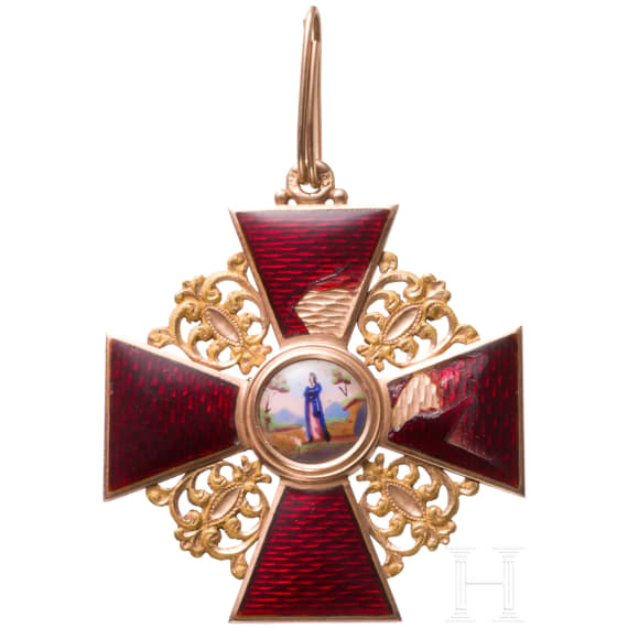 From Bavarian aristocratic property - A cased cross 1st class of the russian Order of St. Anna