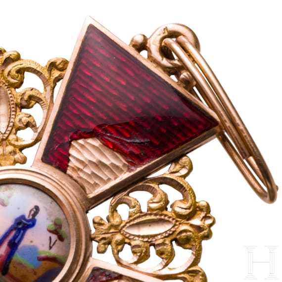 From Bavarian aristocratic property - A cased cross 1st class of the russian Order of St. Anna