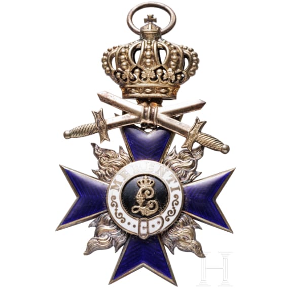A cased Bavarian Military Order of Merit 3th class with crown and swords