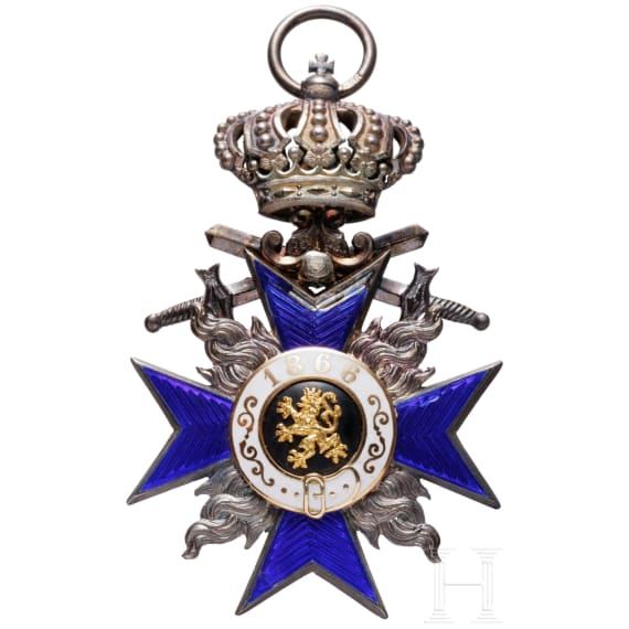 A cased Bavarian Military Order of Merit 4th class with crown and swords