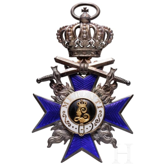 A cased Bavarian Military Order of Merit 4th class with crown and swords
