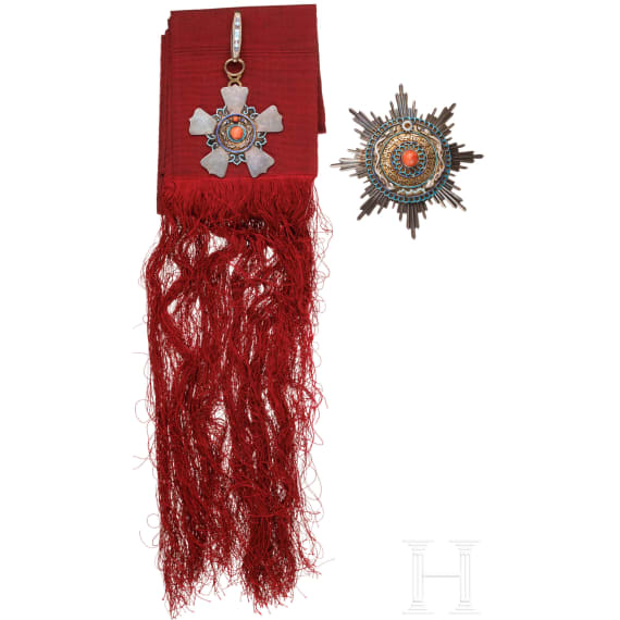 General der Infanterie Maximilian von Montgelas (1860 - 1938) &ndash; a cased 2nd Class set, 3rd grade of the Order of the Double Dragon, 1st type 1882 - 1902