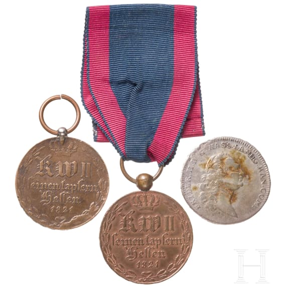 Electorate of Hesse-Kassel - two war memorial coins 1814 - 1815 for combatants