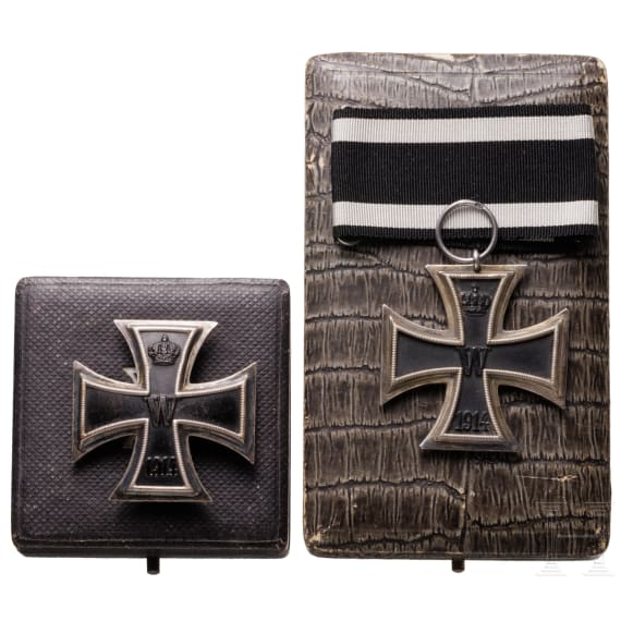 A cased Iron Cross 1914 1st and 2nd class